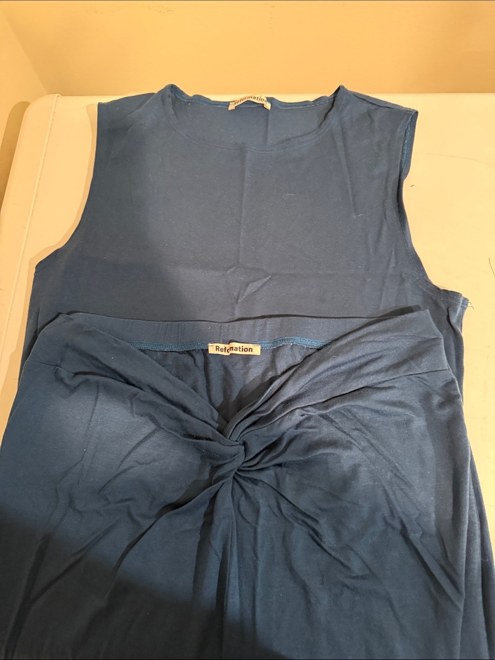 Reformation Blue Set Cropped Top and Long Skirt